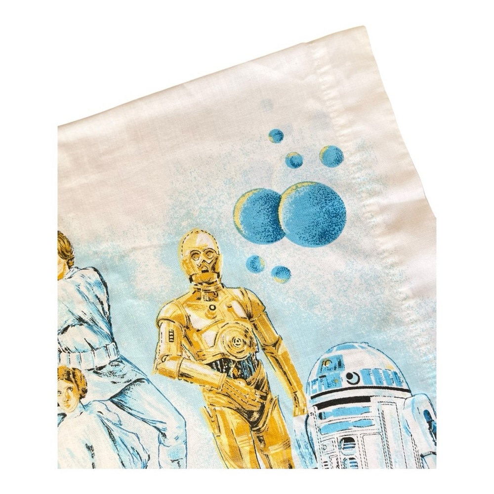 Vintage Star Wars Pillow Case Standard 1977 Muslin Luke R2D2 Leia - Picture 3 of 7